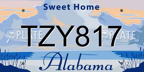 TZY817 Alabama License Plate