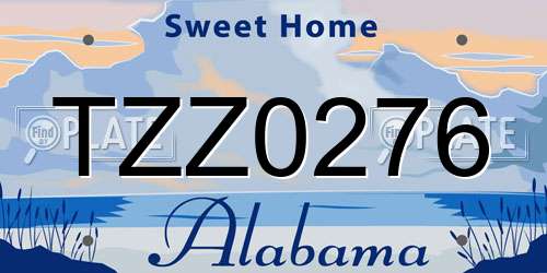 TZZ0276 Alabama License Plate