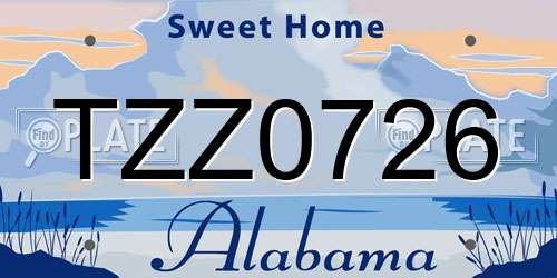 TZZ0726 Alabama License Plate
