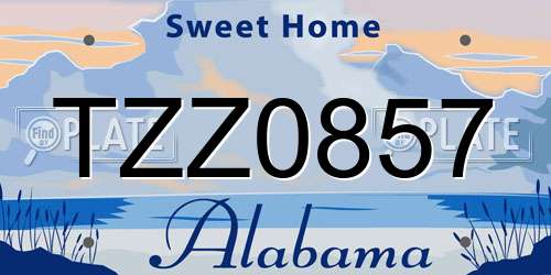 TZZ0857 Alabama License Plate