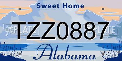 TZZ0887 Alabama License Plate