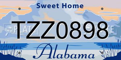 TZZ0898 Alabama License Plate