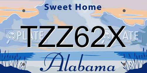 TZZ62X Alabama License Plate