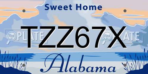 TZZ67X Alabama License Plate