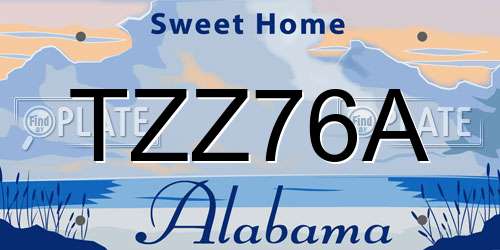 TZZ76A Alabama License Plate