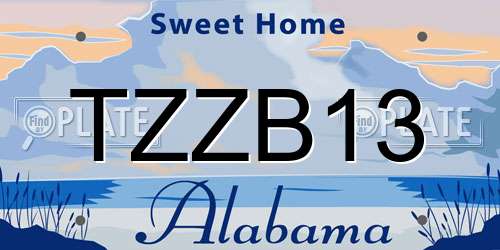 TZZB13 Alabama License Plate