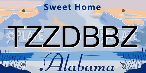 TZZDBBZ Alabama License Plate
