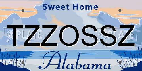 TZZOSSZ Alabama License Plate