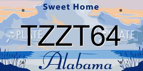 TZZT64 Alabama License Plate