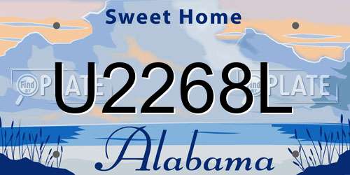 U2268L Alabama License Plate