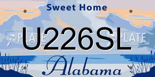 U226SL Alabama License Plate