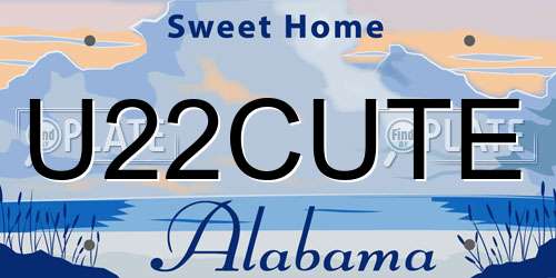 U22CUTE Alabama License Plate