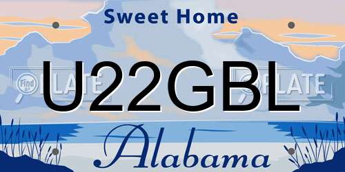U22GBL Alabama License Plate