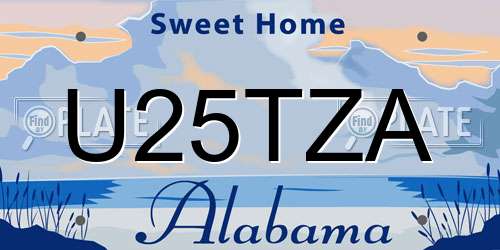 U25TZA Alabama License Plate