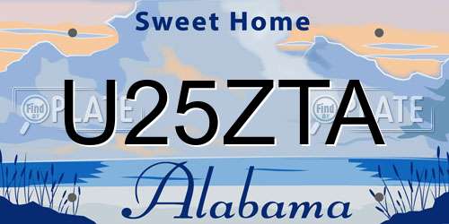 U25ZTA Alabama License Plate