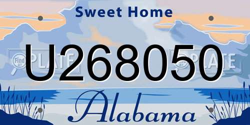 U268050 Alabama License Plate