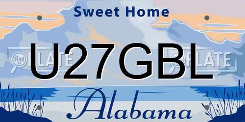 U27GBL Alabama License Plate
