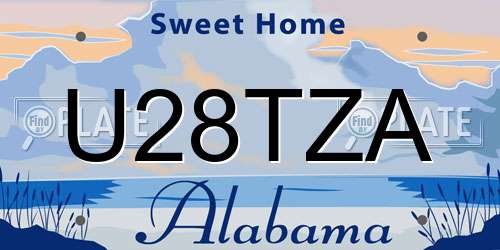U28TZA Alabama License Plate