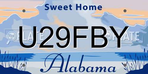 U29FBY Alabama License Plate