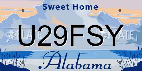 U29FSY Alabama License Plate
