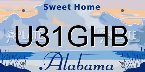 U31GHB Alabama License Plate
