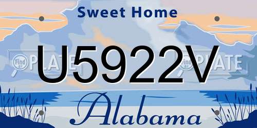 U5922V Alabama License Plate