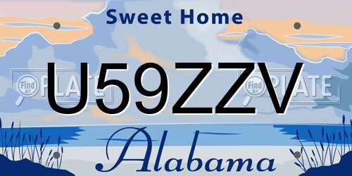 U59ZZV Alabama License Plate