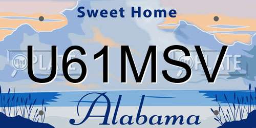 U61MSV Alabama License Plate