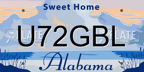 U72GBL Alabama License Plate