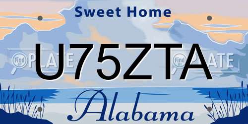 U75ZTA Alabama License Plate