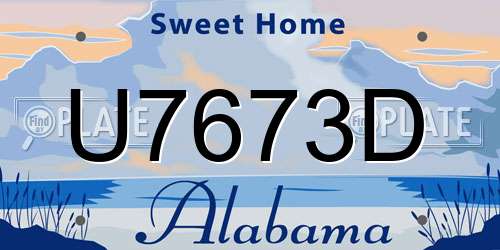 U7673D Alabama License Plate