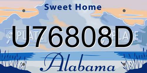 U76808D Alabama License Plate