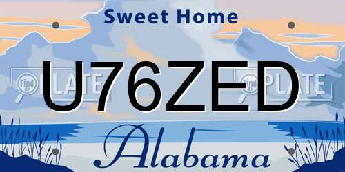 U76ZED Alabama License Plate
