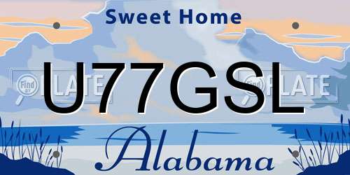U77GSL Alabama License Plate