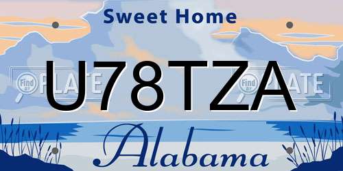 U78TZA Alabama License Plate