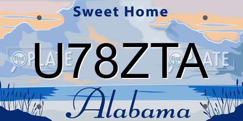 U78ZTA Alabama License Plate