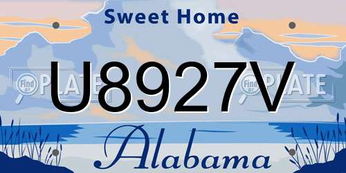 U8927V Alabama License Plate