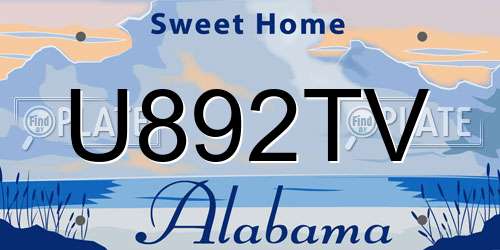U892TV Alabama License Plate