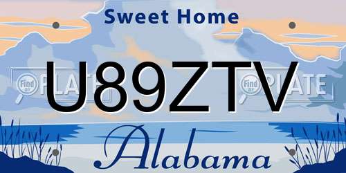 U89ZTV Alabama License Plate