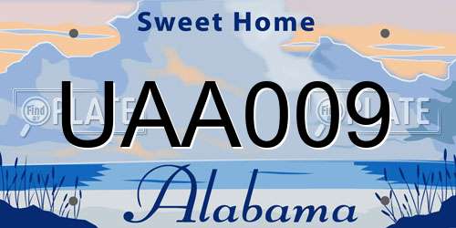 UAA009 Alabama License Plate