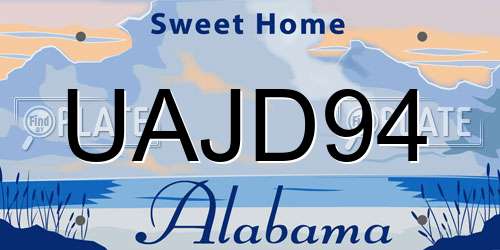 UAJD94 Alabama License Plate