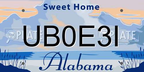 UB0E3I Alabama License Plate