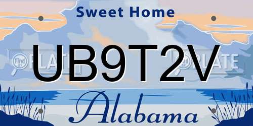 UB9T2V Alabama License Plate