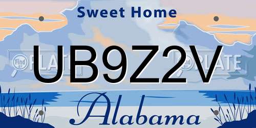 UB9Z2V Alabama License Plate