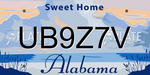 UB9Z7V Alabama License Plate