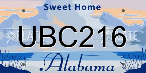 UBC216 Alabama License Plate