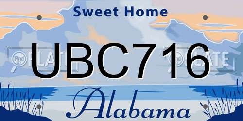 UBC716 Alabama License Plate