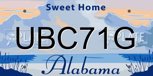UBC71G Alabama License Plate