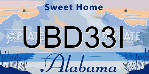 UBD33I Alabama License Plate