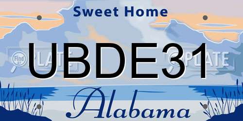 UBDE31 Alabama License Plate